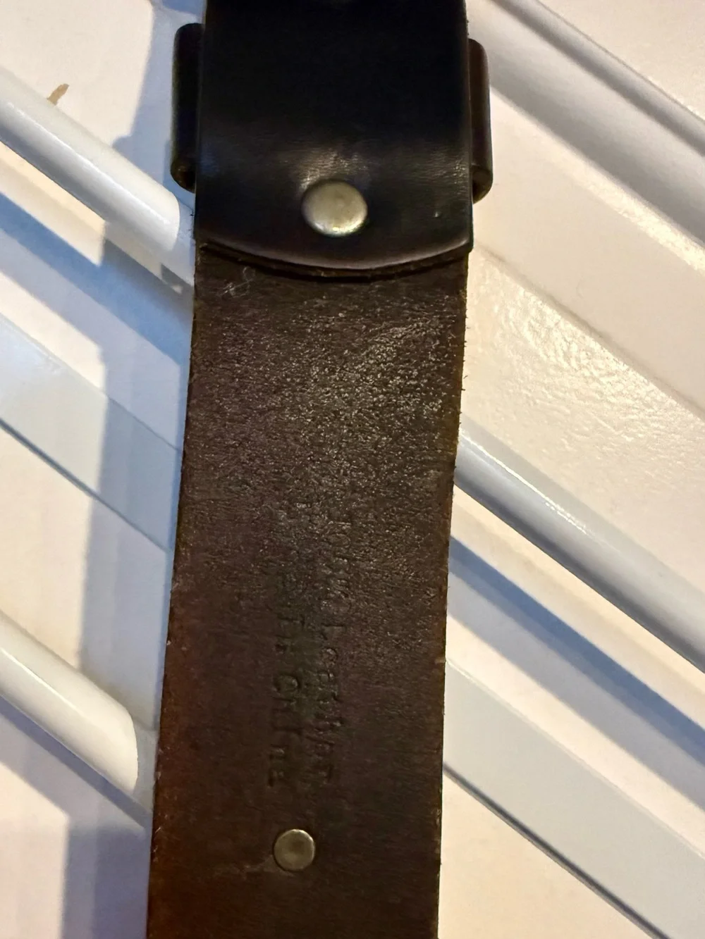 Men's Brown Leather Belt with metal rings 44”